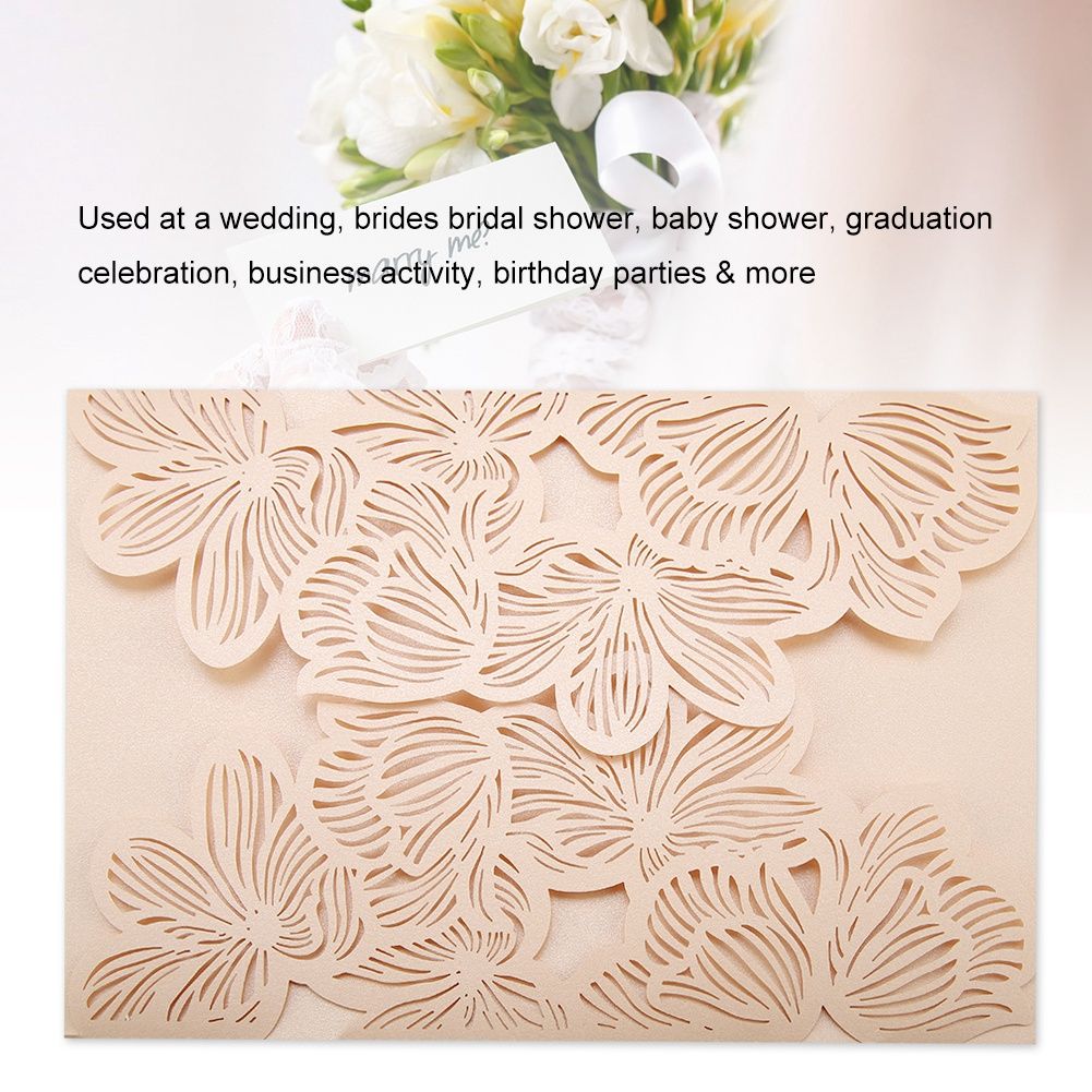 10Pcs European Style Wedding Invitations Cards Carving Birthday Party Invitations Envelopes #10