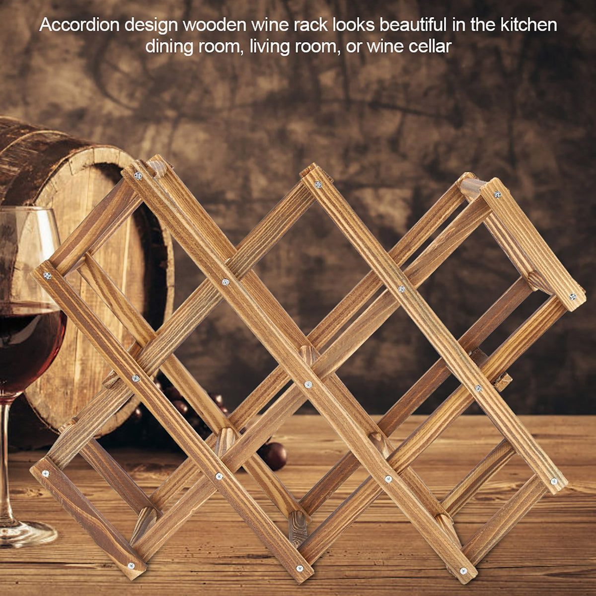 Foldable Wooden Wine Rack Organizer Display Shelf 10 Bottles Capacity