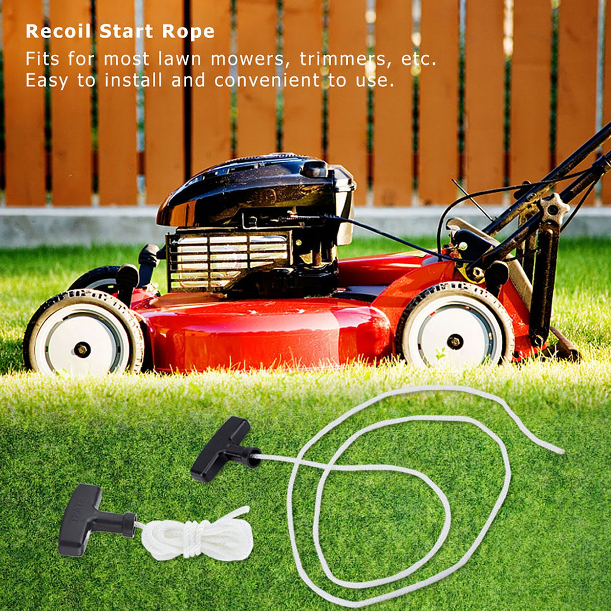2pcs Lawnmower Recoil Pull Starter Handle 1.5m Cord Rope Mower Accessories