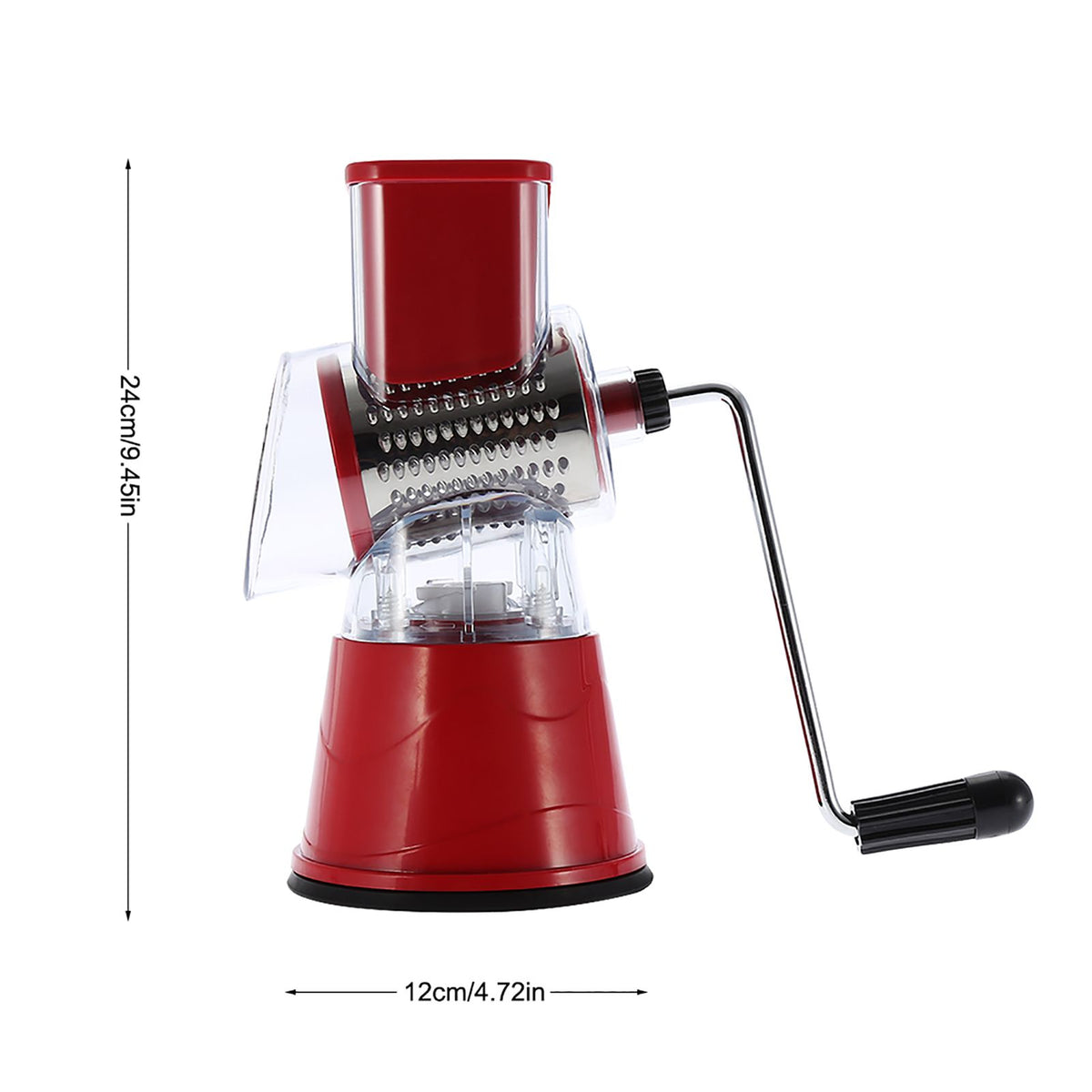 Manual Rotary Drum Grater Stainless Steel Cheese Grater Vegetables Cutter Slicing Tool Shredder Red