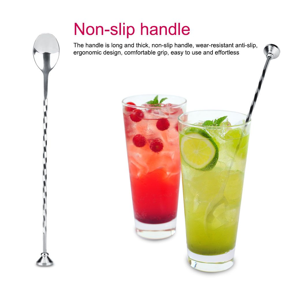 Cocktail Drink Mixer Stainless Steel Stirring Mixing Spoon Ladle Muddler Bar