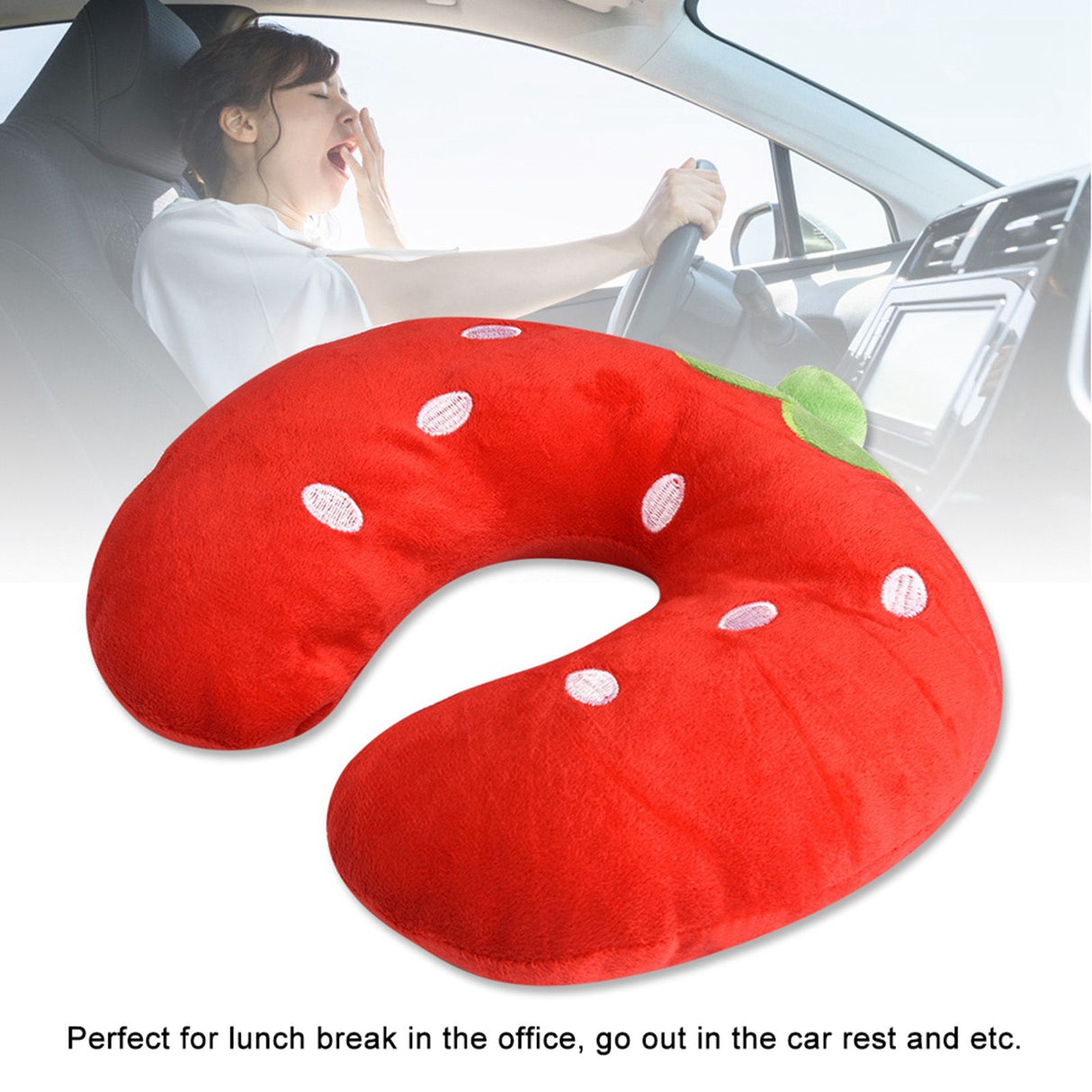 Soft Cotton U shaped Pillow for Baby Kids Travel Car Seat Neck Rest (Strawberry)
