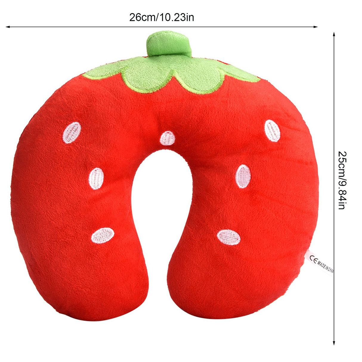 Soft Cotton U shaped Pillow for Baby Kids Travel Car Seat Neck Rest (Strawberry)