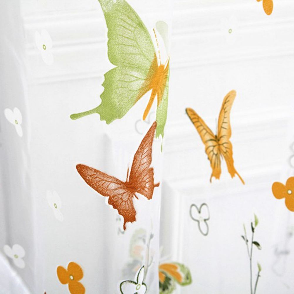 100 x 200 cm Butterfly Print Sheer Vintage Embroidery Voile Window Panels Yellow & Green