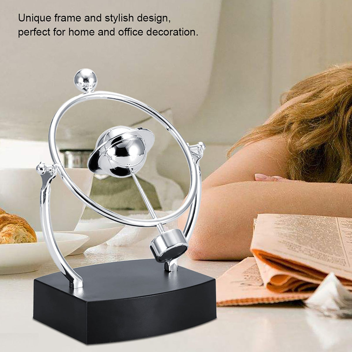 Creative Revolving Gadget Perpetual Motion Desk Office Decor Physics Science Art Toy
