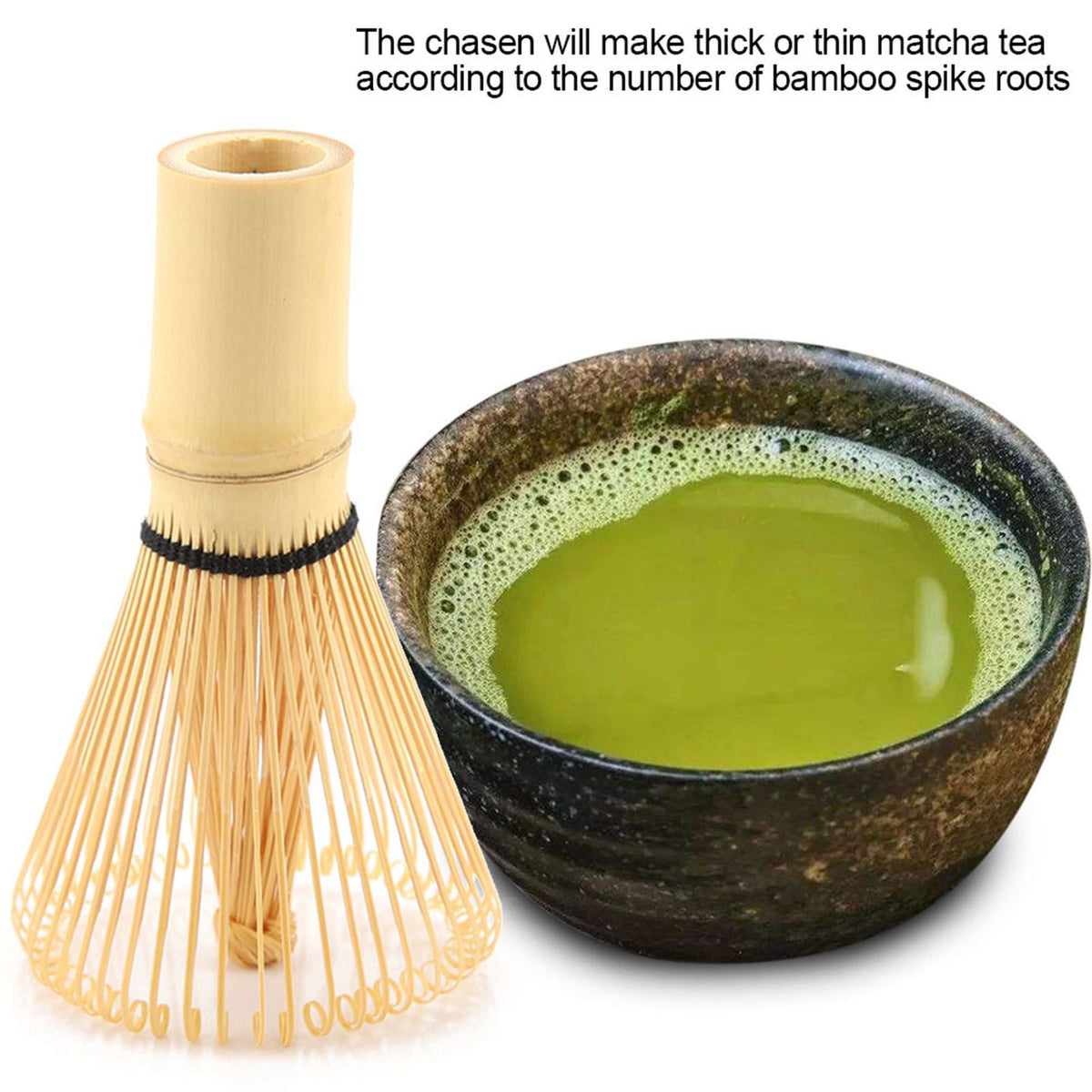 Natural Bamboo Tea Whisk Chasen Preparing Matcha Powder Brush Tool(54 Prongs)