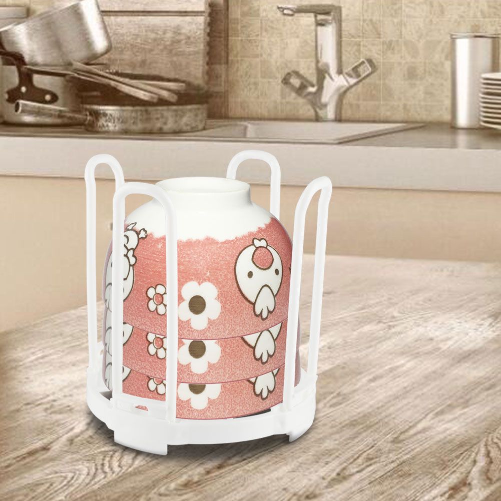 Durable Plastic Folding Healthy Dish Bowl Storage Shelf for Dry Kitchen Good Helper White