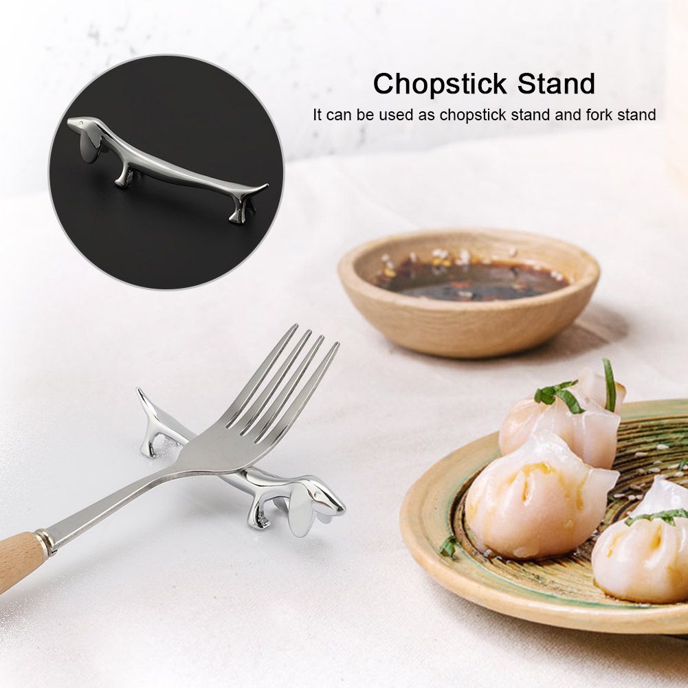 Novel Metal Dog Pattern Sturdy Durable Chopstick Stand Table Decorative Ornament