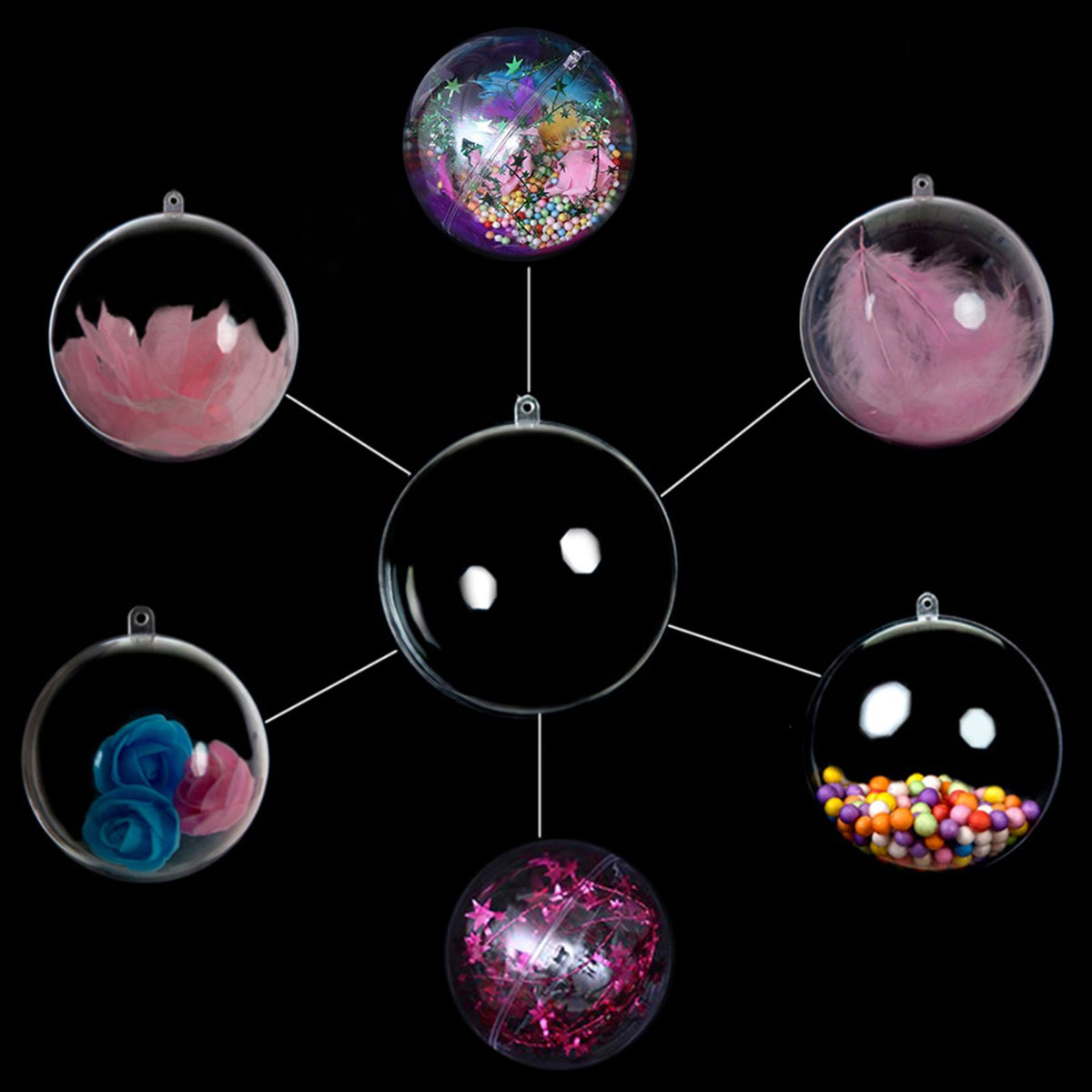 20 Pcs Clear Fillable Ornament Balls DIY Plastic Ball Christmas Decoration Tree Ball (5cm)