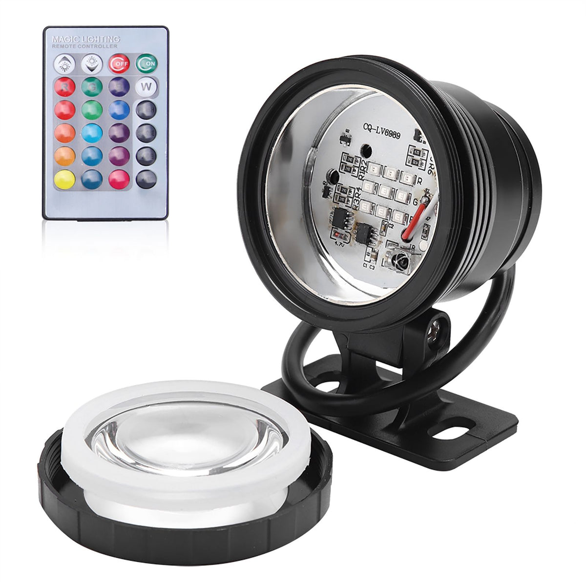 RGB LED Underwater Light Waterproof Multi color Outdoor Garden Spotlight AC/DC 12V (black)