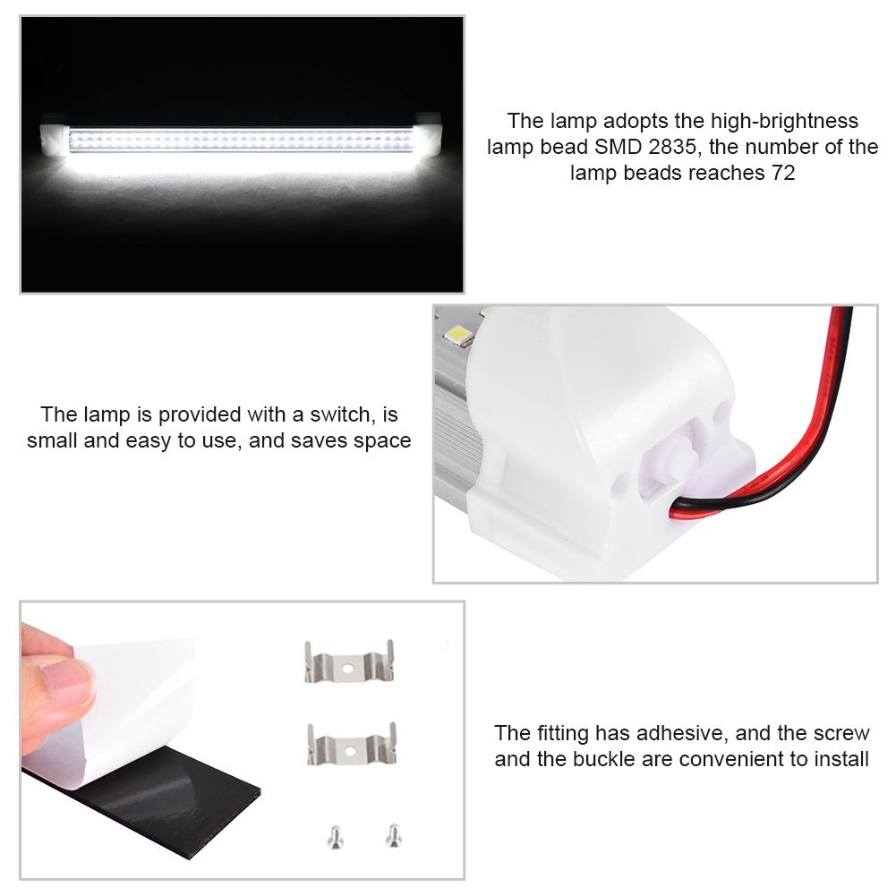 72LED Lamp Tube Auto Repair Carriage Fluorescent Light Low Voltage 12V-85V