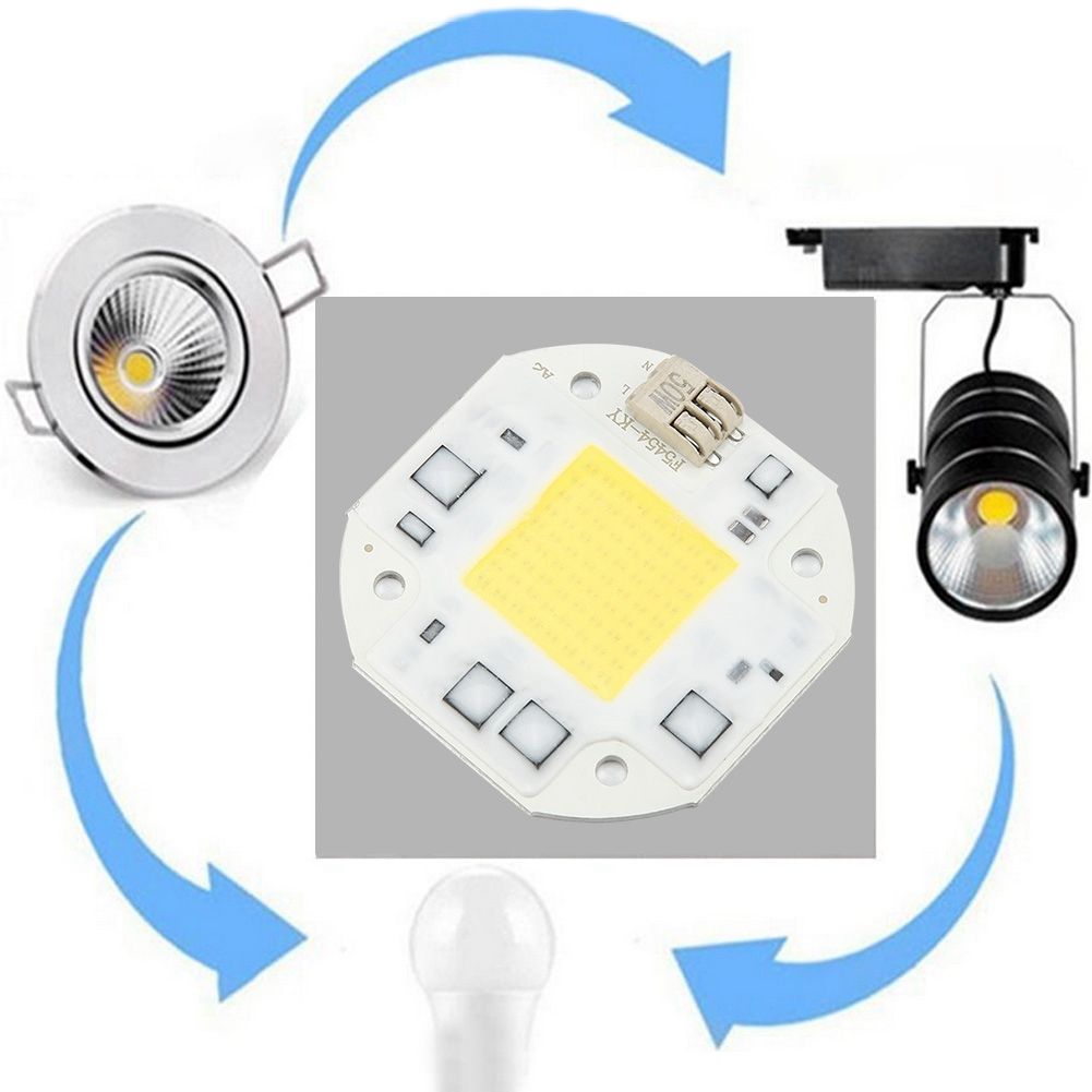 AC100-260V 50W Cold White High Power Integrated Chip Light Source COB Bead Spotlight Bulb