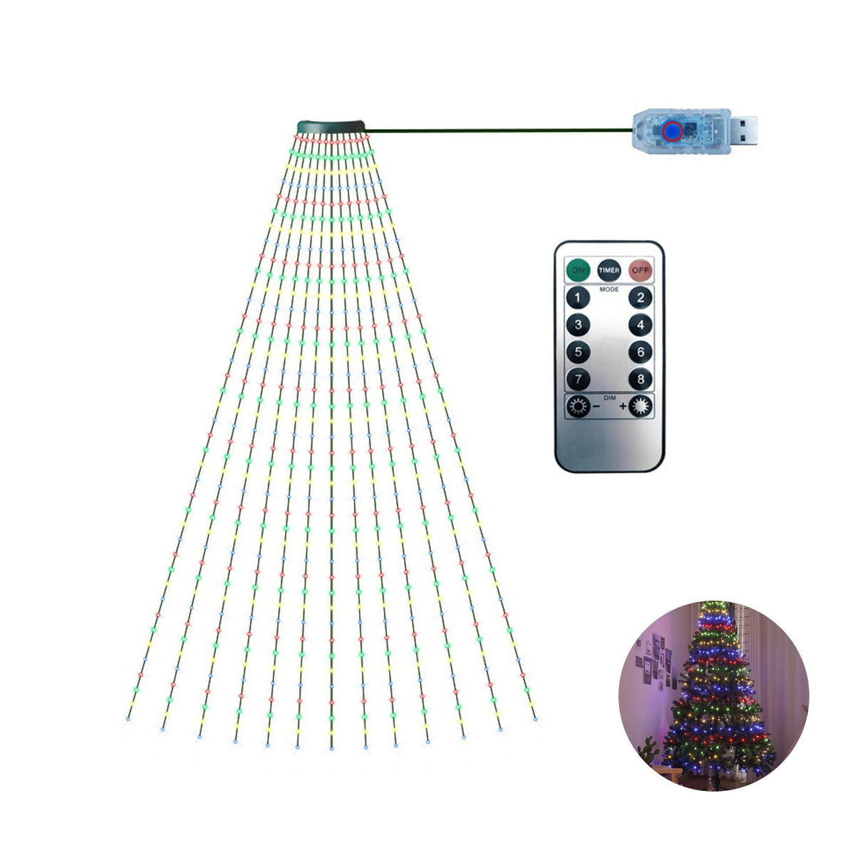 Christmas Tree Decorative Lights String Garden Layout Waterfall Lights Party Camping Atmosphere Lights LED Water Lights