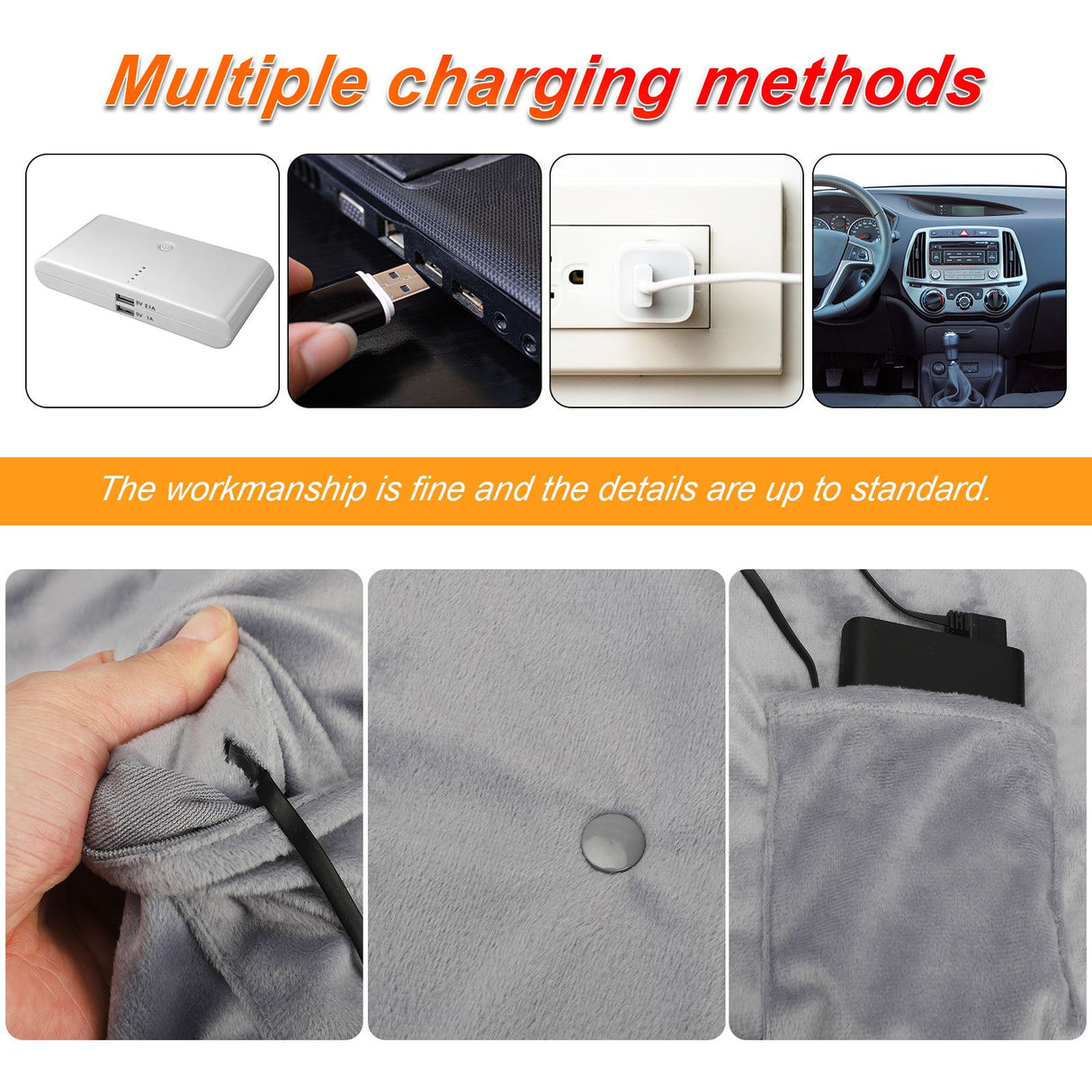 Wearable USB Electric Blanket Heating Blanket with Timing Function 3 Gear Adjustment