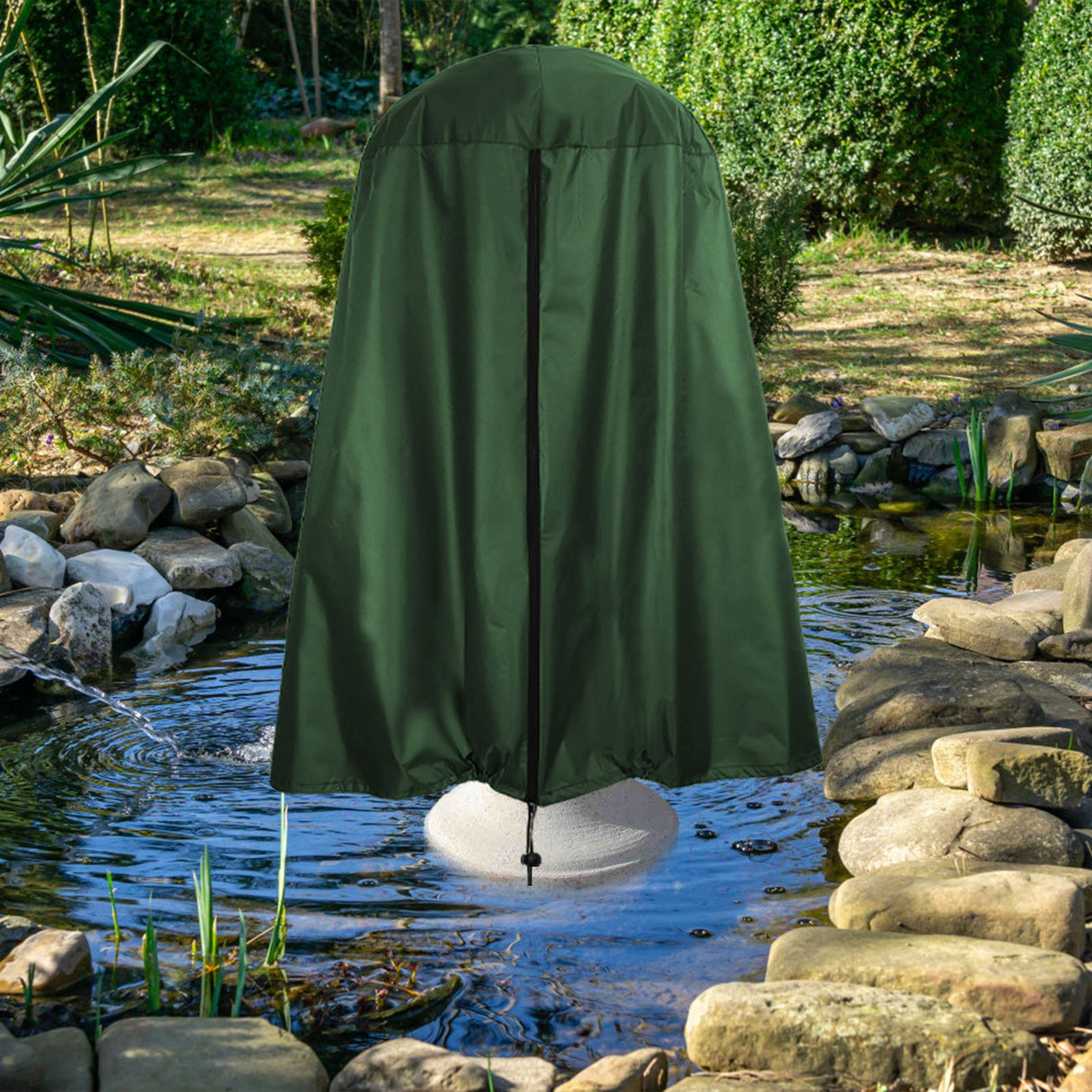 Garden Fountain Statue Protective Cover Silver Coated Oxford Cloth Waterproof Windproof Fountain Protector