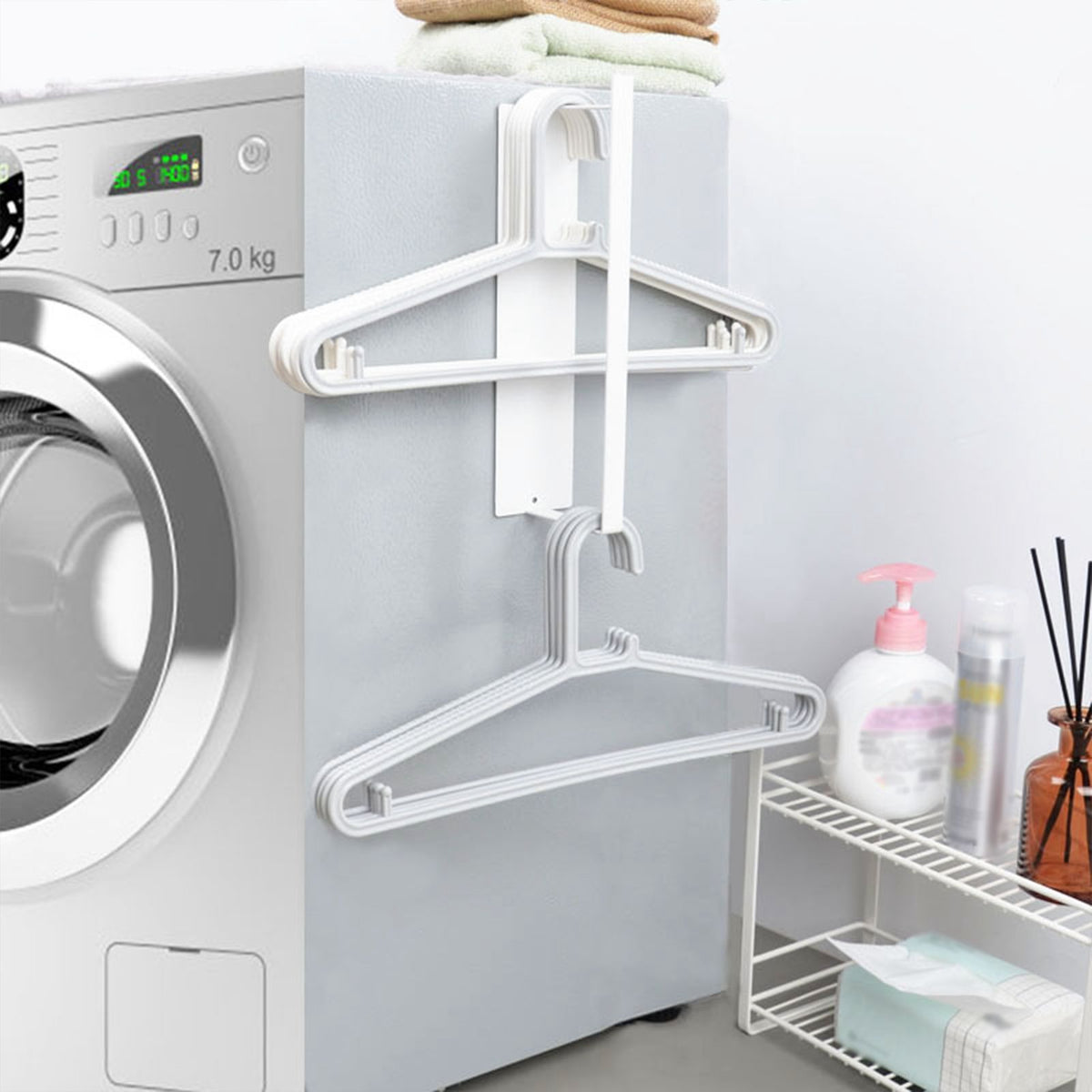 Washing Machine Side Hanger Non Punching Magnetic Hanger Storage Rack