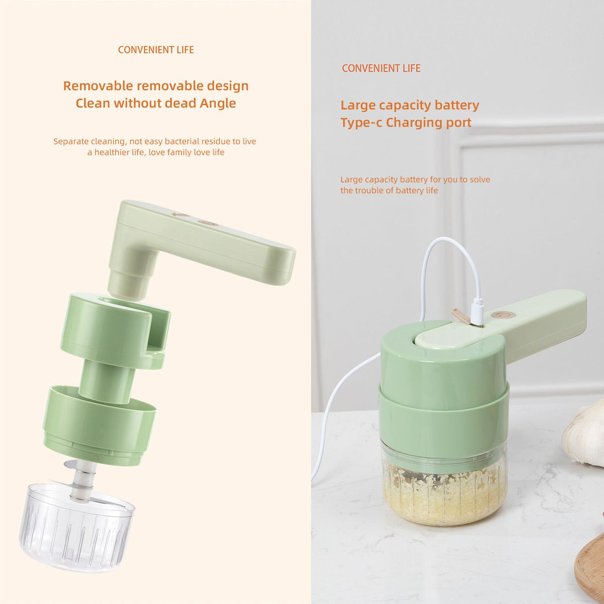 6 In1 Garlic Beater Wireless Garlic Masher Multifunctional Mini Handheld Small Whisk Garlic Masher Home Electric Garlic Masher