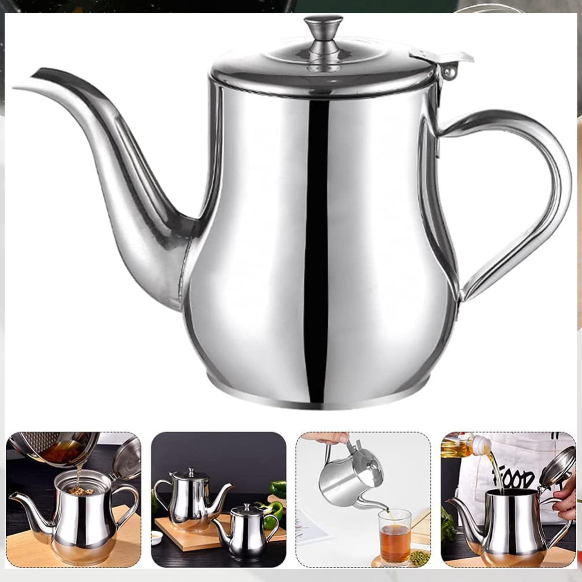 Stainless Steel Lubricator with Filter Screen Oil Strainer Pot Olive Oil Dispenser With Dust Proof Lid
