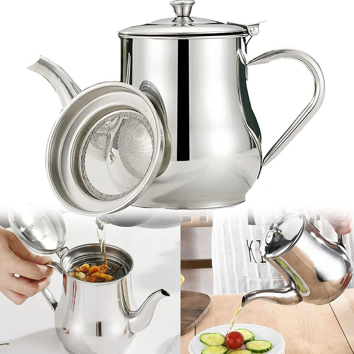 Stainless Steel Lubricator with Filter Screen Oil Strainer Pot Olive Oil Dispenser With Dust Proof Lid