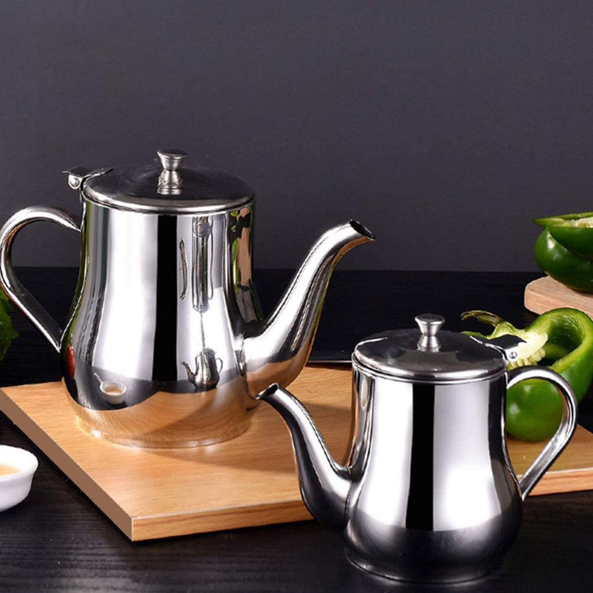 Stainless Steel Lubricator with Filter Screen Oil Strainer Pot Olive Oil Dispenser With Dust Proof Lid