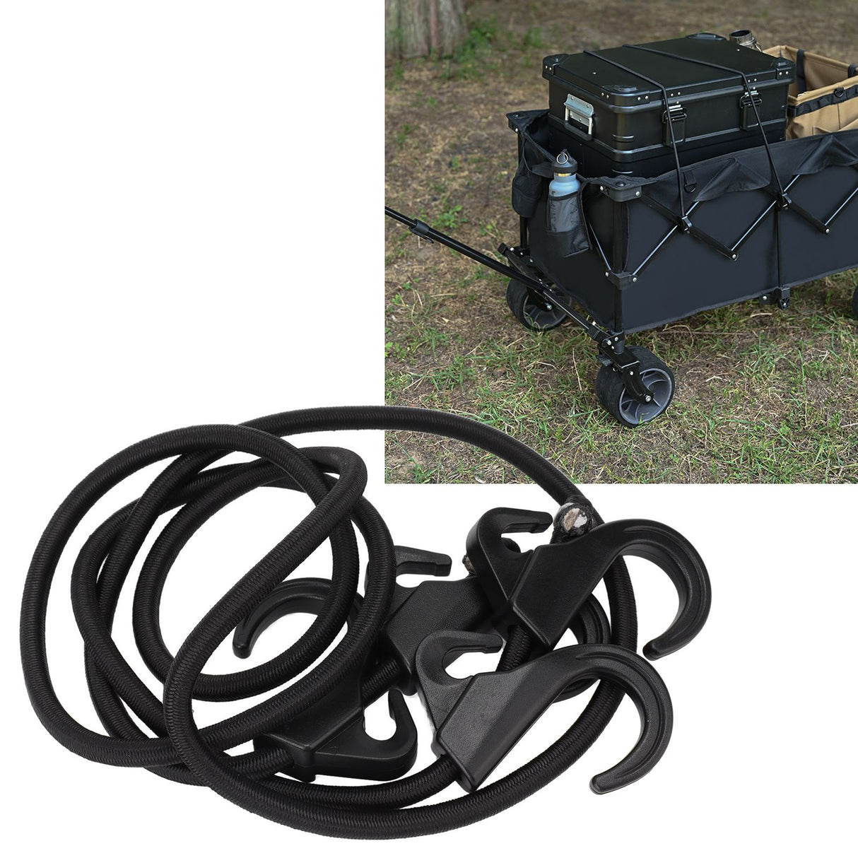 Camping Rope Strap UV Resistant POM Material Black Hooks Function Bungee Cords for Luggage Bundling