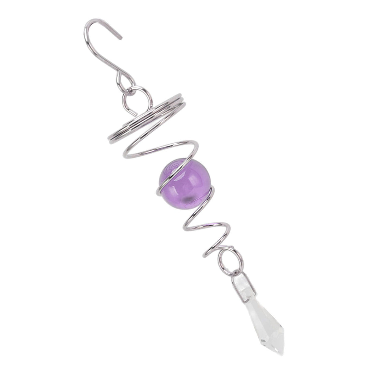 2Pcs Gazing Ball Spiral Tail Wind Spinner Stabilizer Stainless Steel Spiral Wind Chimes for Outside Purple