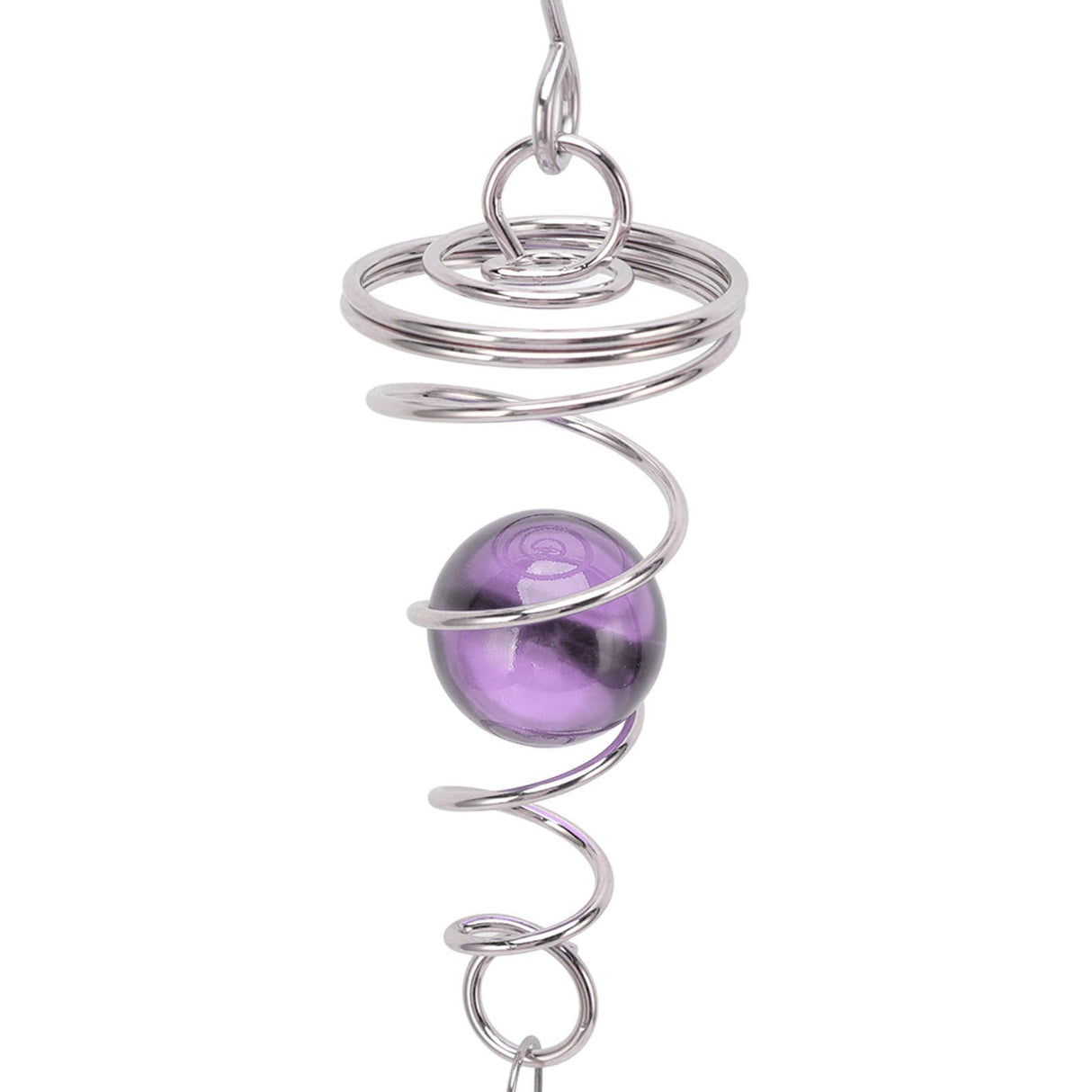 2Pcs Gazing Ball Spiral Tail Wind Spinner Stabilizer Stainless Steel Spiral Wind Chimes for Outside Purple