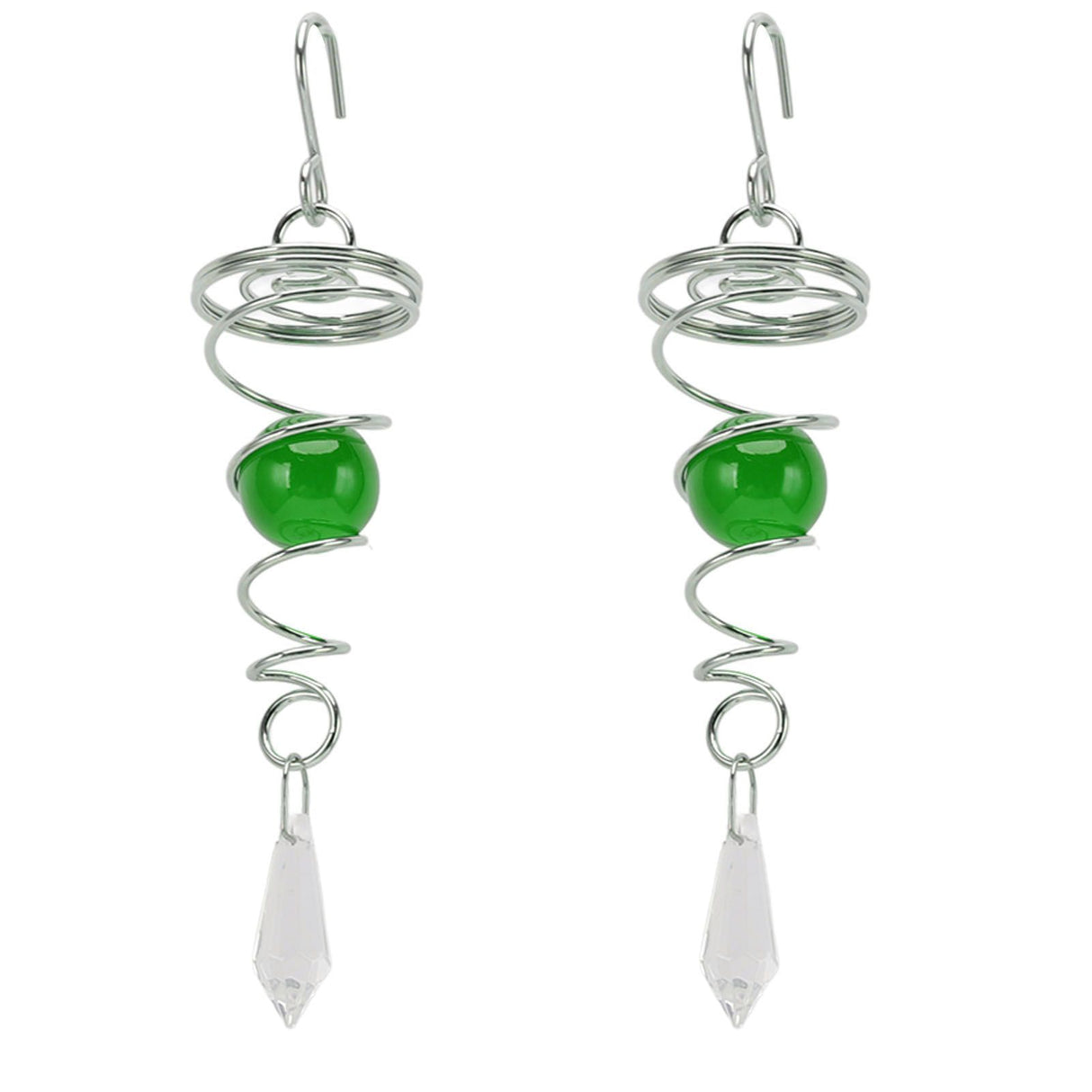 2Pcs Gazing Ball Spiral Tail Wind Spinner Stabilizer Stainless Steel Spiral Wind Chimes for Outside Green