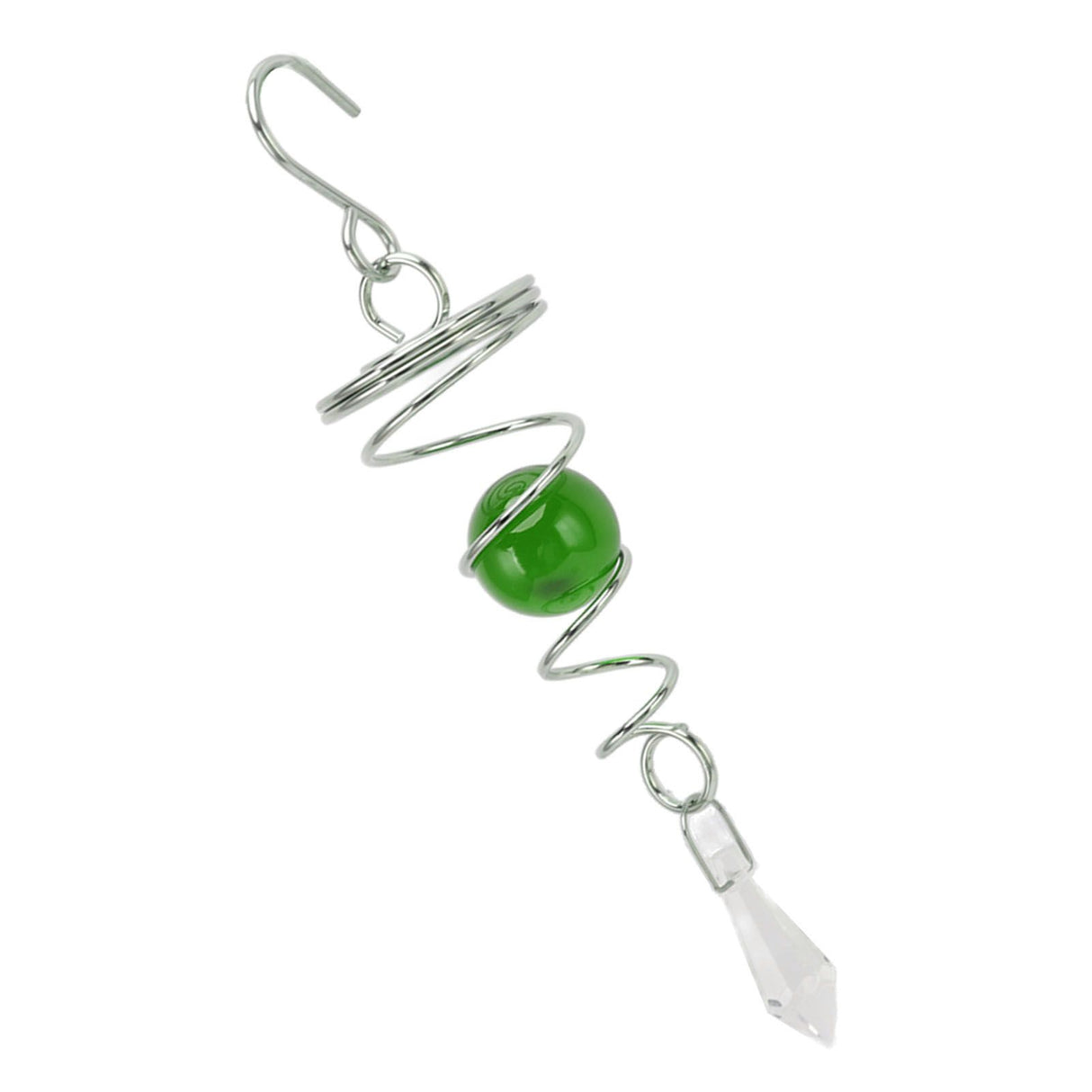 2Pcs Gazing Ball Spiral Tail Wind Spinner Stabilizer Stainless Steel Spiral Wind Chimes for Outside Green