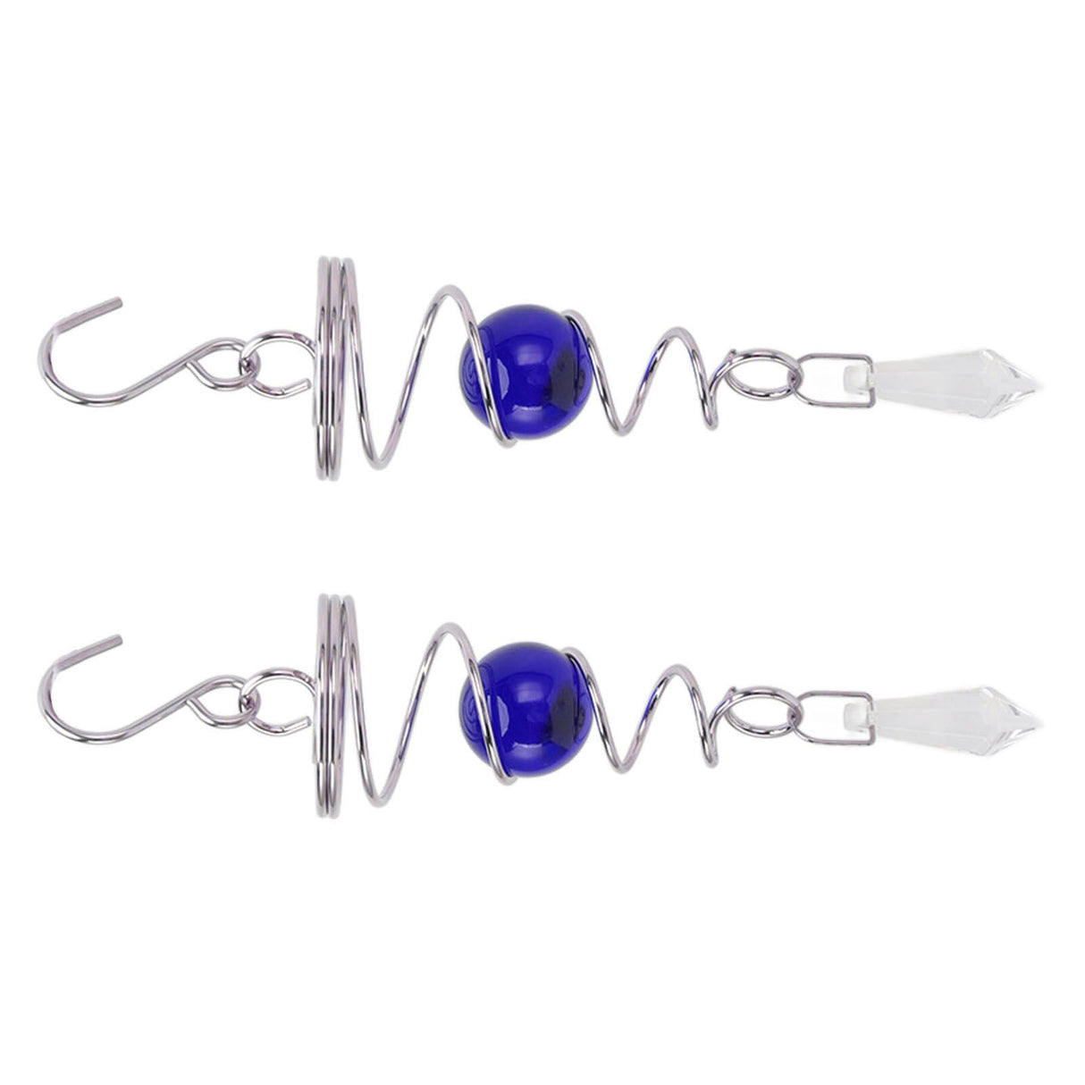 2Pcs Gazing Ball Spiral Tail Wind Spinner Stabilizer Stainless Steel Spiral Wind Chimes for Outside Blue