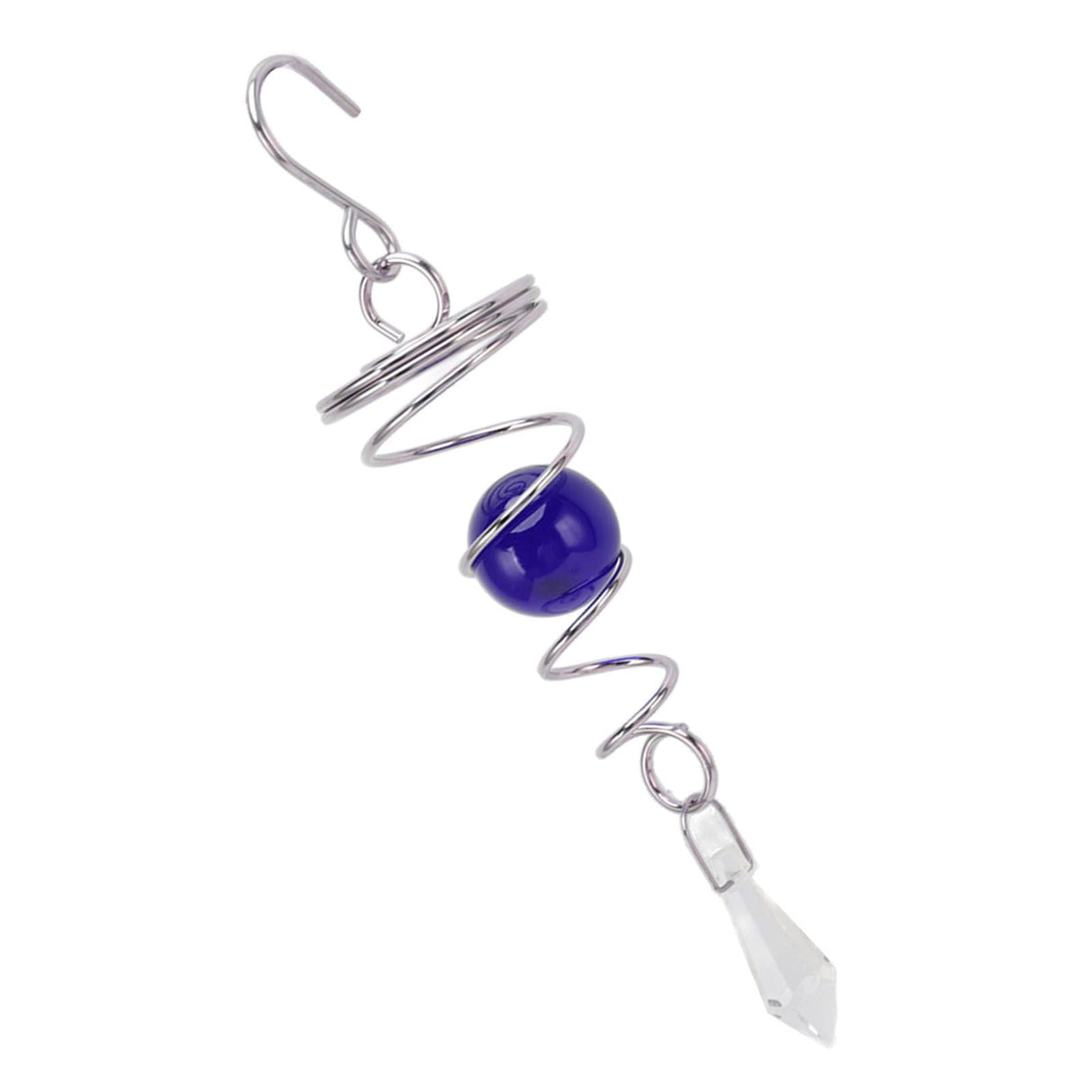 2Pcs Gazing Ball Spiral Tail Wind Spinner Stabilizer Stainless Steel Spiral Wind Chimes for Outside Blue