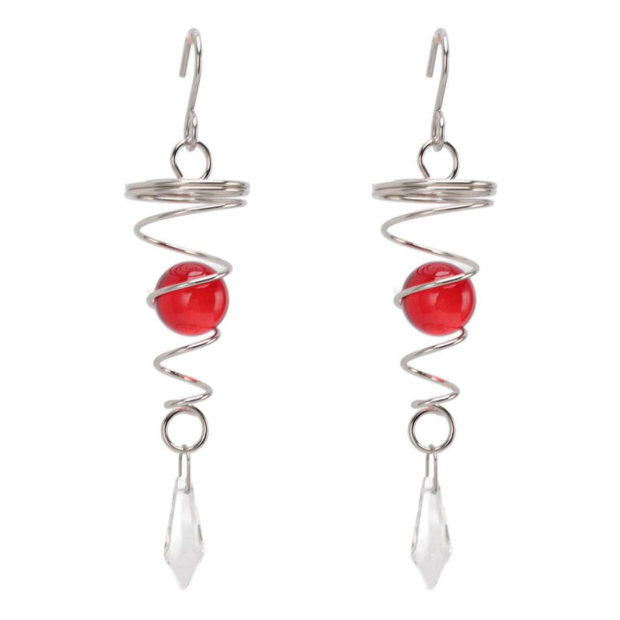 2Pcs Gazing Ball Spiral Tail Wind Spinner Stabilizer Stainless Steel Spiral Wind Chimes for Outside Red