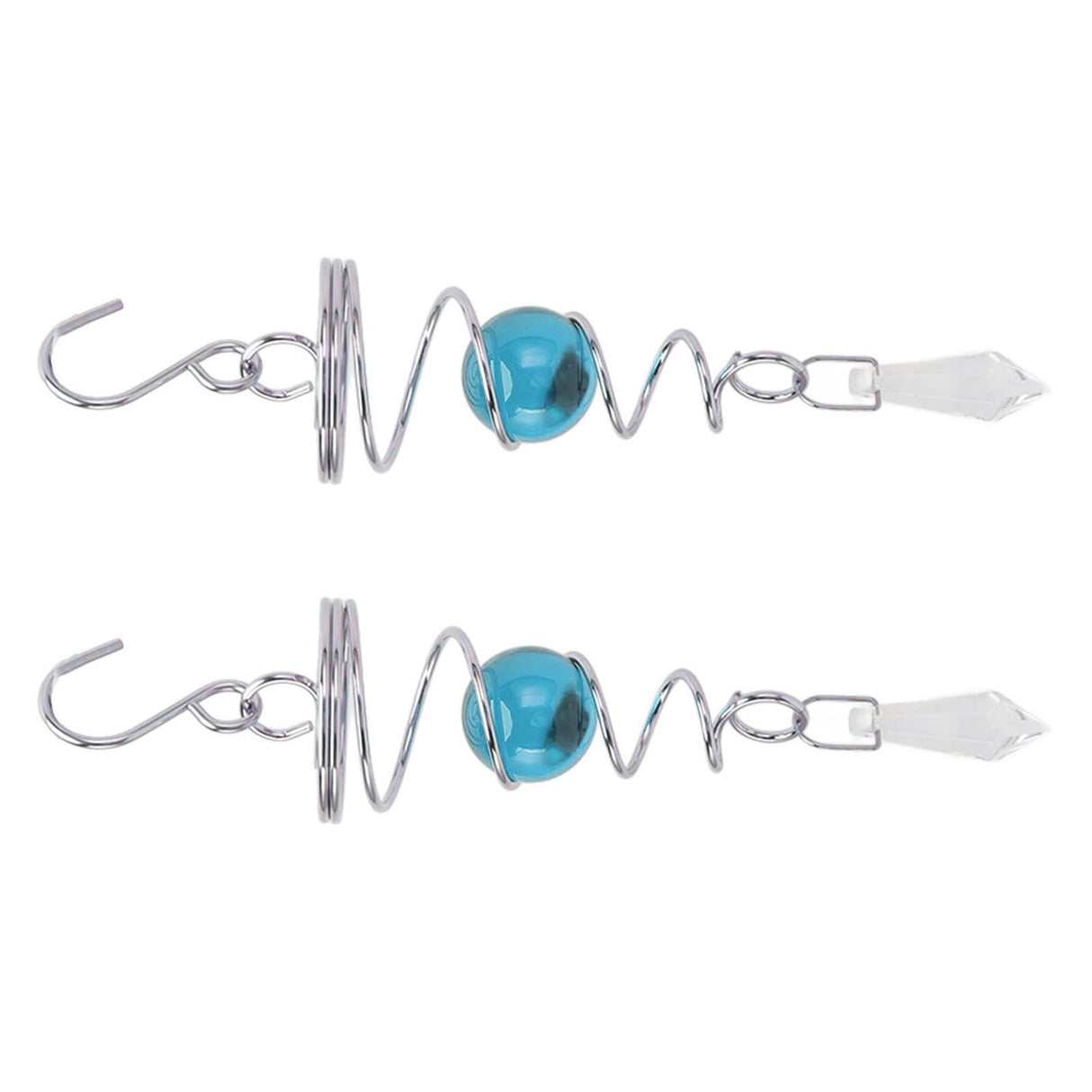 2Pcs Gazing Ball Spiral Tail Wind Spinner Stabilizer Stainless Steel Spiral Wind Chimes for Outside Lake Blue