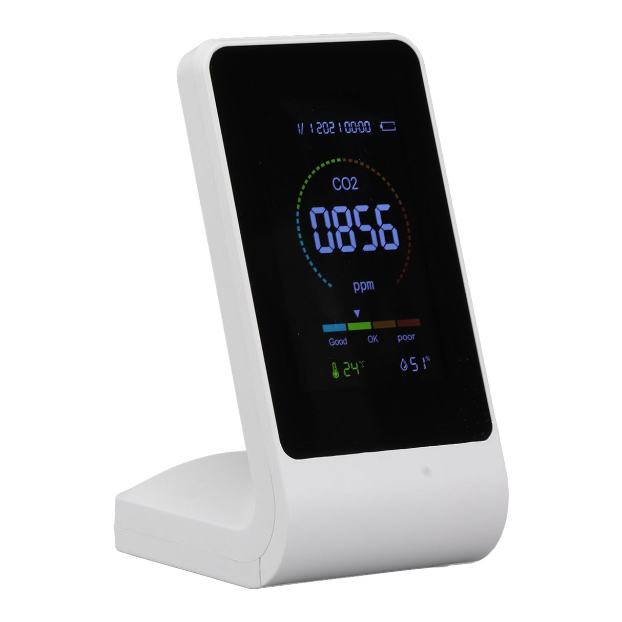 CO2 Monitor Carbon Dioxide Detect Indoor Air Quality Monitor Temperature Humidity Detection White