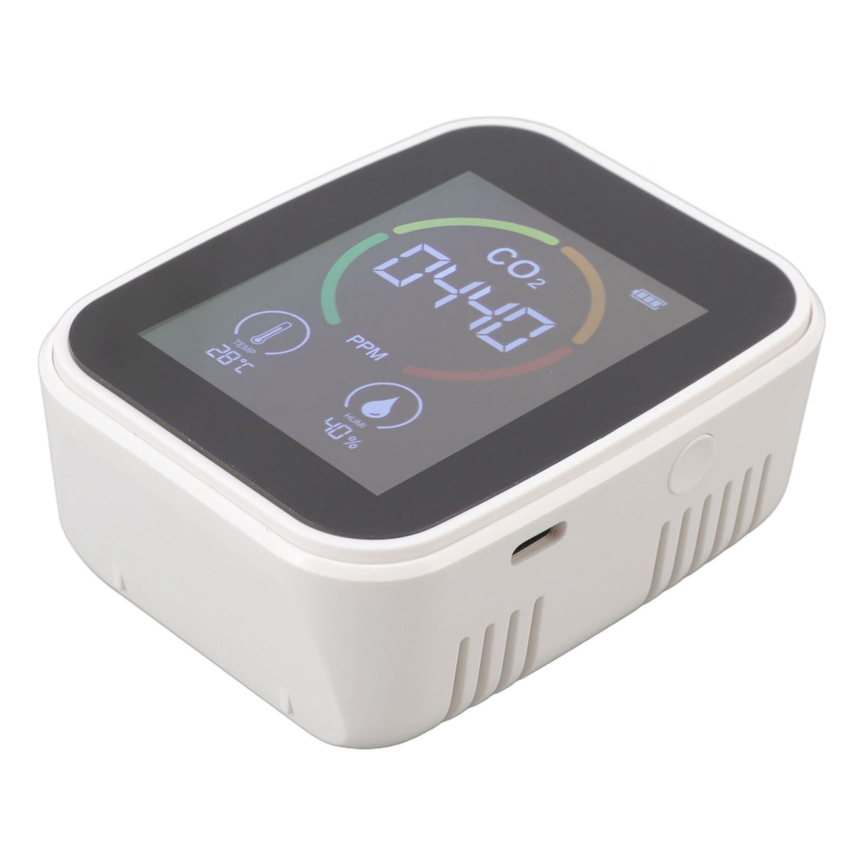 Indoor Air Quality Monitor Co2 Carbon Dioxide Detector TVOC Air Temperature Humidity Quality Detector White