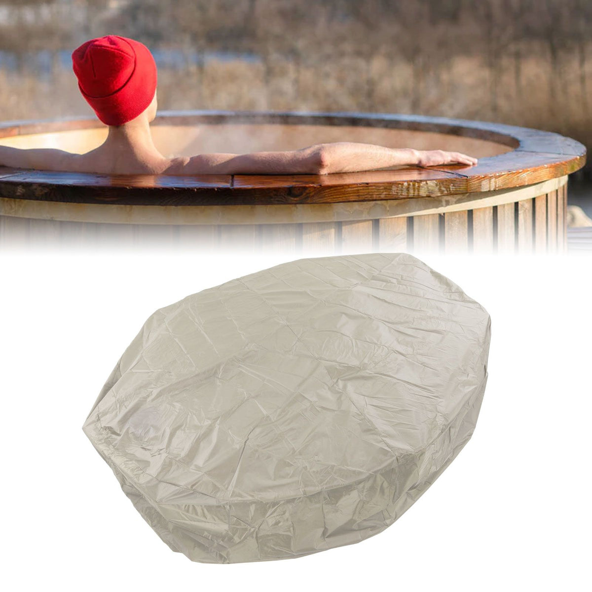 Outdoor Furniture Dust Covers Round Bathtub Cover 190 Silver Polyester Taffeta Hot Tub Waterproof Cover 190x90cm Beige