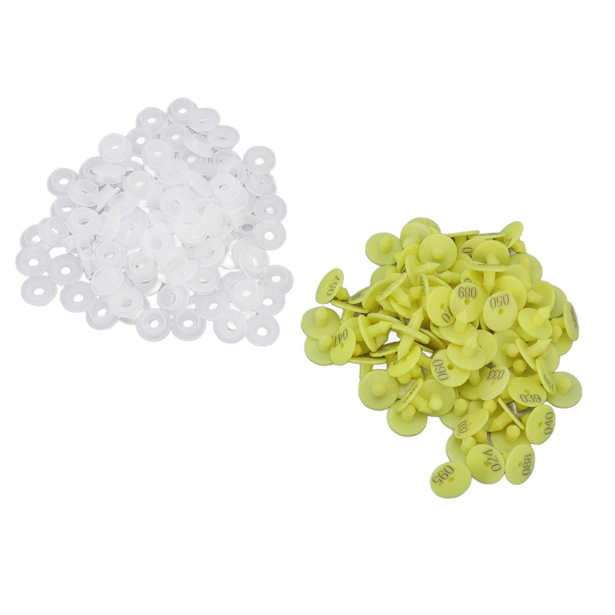100PCS Livestock Ear Tag Bright Yellow PP Fadeless Reusable Universal Animal Ear Tag for Rabbit