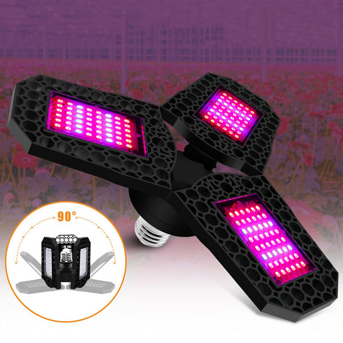 Plant Grow Light Foldable 80W Red Blue Spectrum LED Plant Growth Lamp for Flower Tomato Pepper Rose