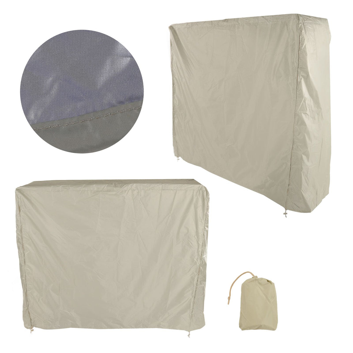 Table Tennis Table Dust Cover 190 Silver Coated Polyester Taffeta Courtyard Patio Waterproof Table Tile Cover with Zipper Beige 155x75x144cm