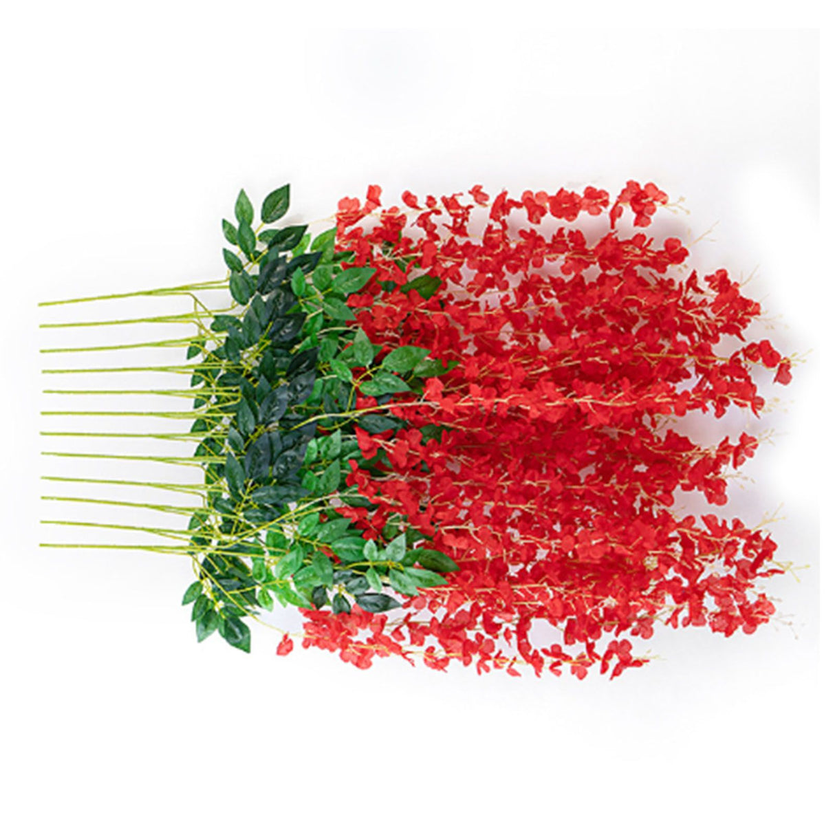 Simulated 6 Leaves Wisteria Decoration Silk Flower Artificial Faux Indoor Vine Wisteria Ornament for Home Red