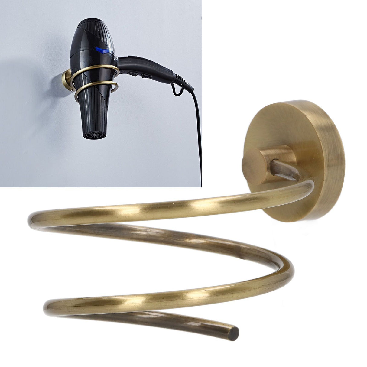 304 Stainless Steel Hair Dryer Rack Keep Tidy Wall Mount Blow Hair Dryer Holder for Bathroom Antique