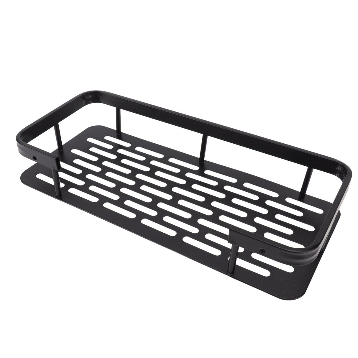 Shower Caddy Single Tier Durable Aluminium Rustproof Sticker Installation Shower Shelf for Bathroom Bedroom Kitchen Black