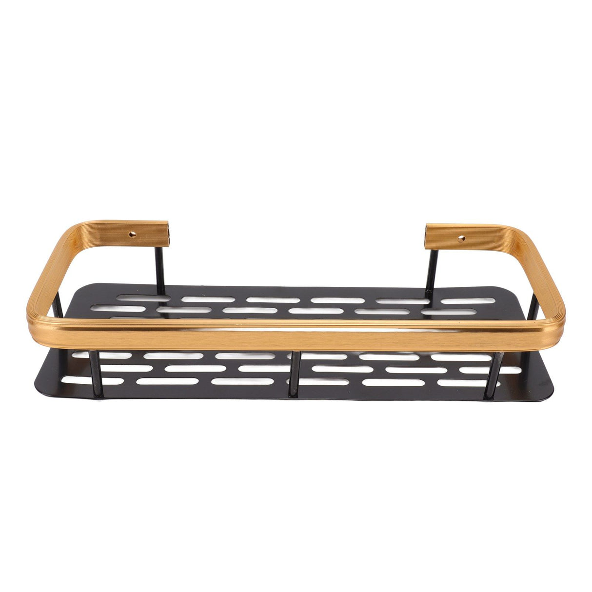 Shower Caddy Single Tier Durable Aluminium Rustproof Sticker Installation Shower Shelf for Bathroom Bedroom Kitchen Black Gold