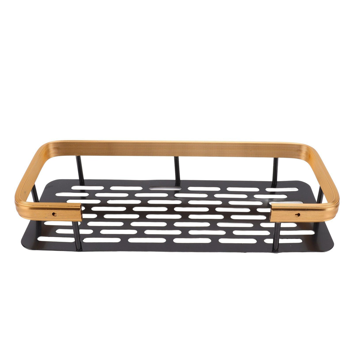 Shower Caddy Single Tier Durable Aluminium Rustproof Sticker Installation Shower Shelf for Bathroom Bedroom Kitchen Black Gold