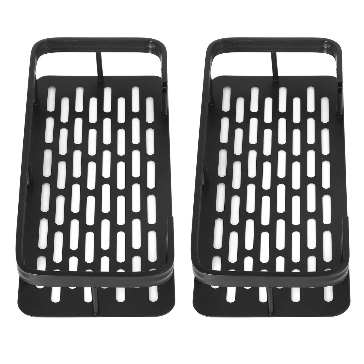 Shower Caddy Double Layer Rectangle Shape Space Saving Aluminum Punching Free Installation Bathroom Supplies for Home Black