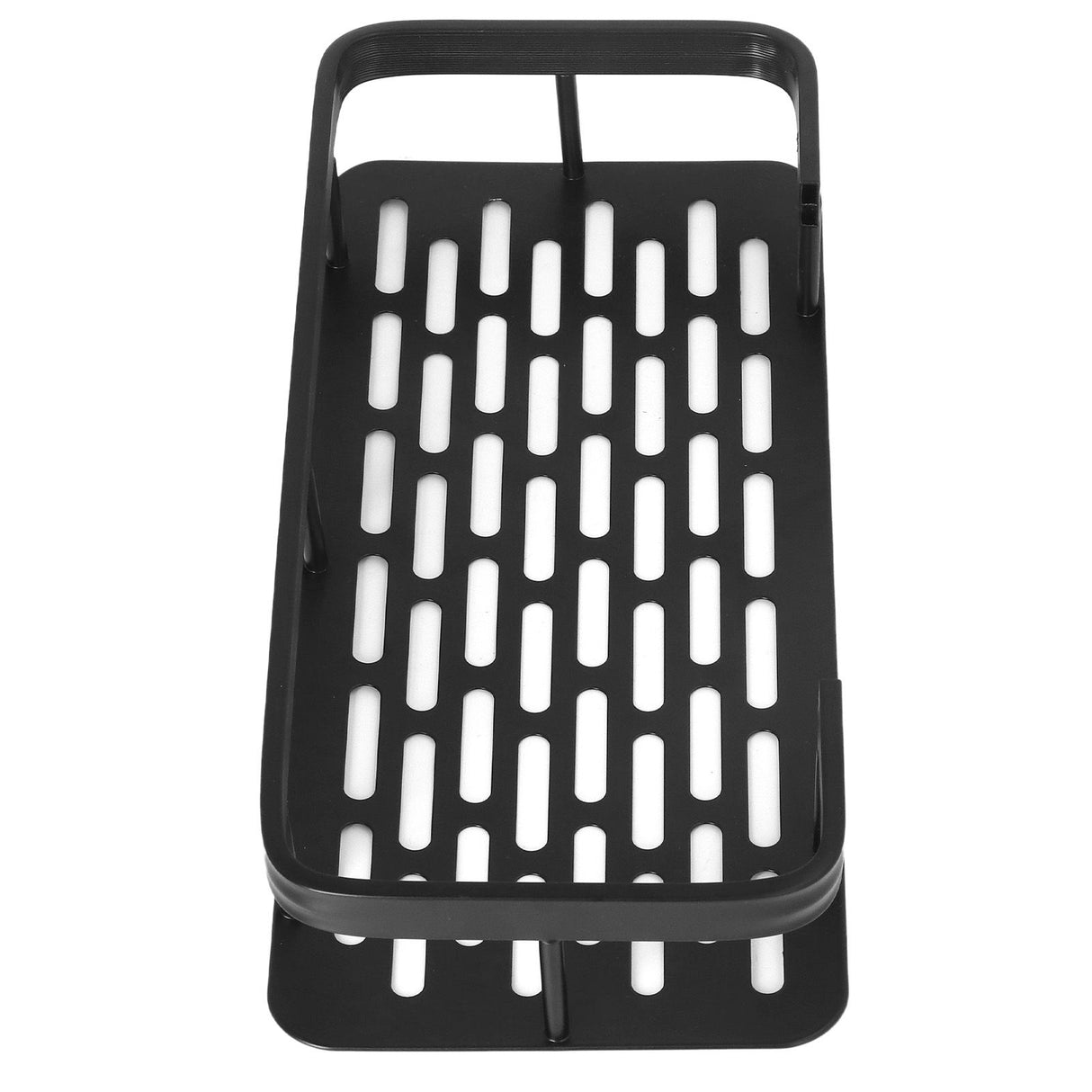 Shower Caddy Double Layer Rectangle Shape Space Saving Aluminum Punching Free Installation Bathroom Supplies for Home Black