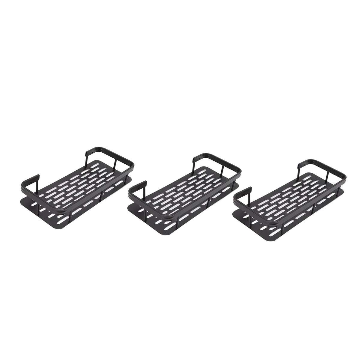Shower Storage Rack 3 Layers Punch Free Rectangle Aluminum Shower Shelf Basket for Home Bathroom Black
