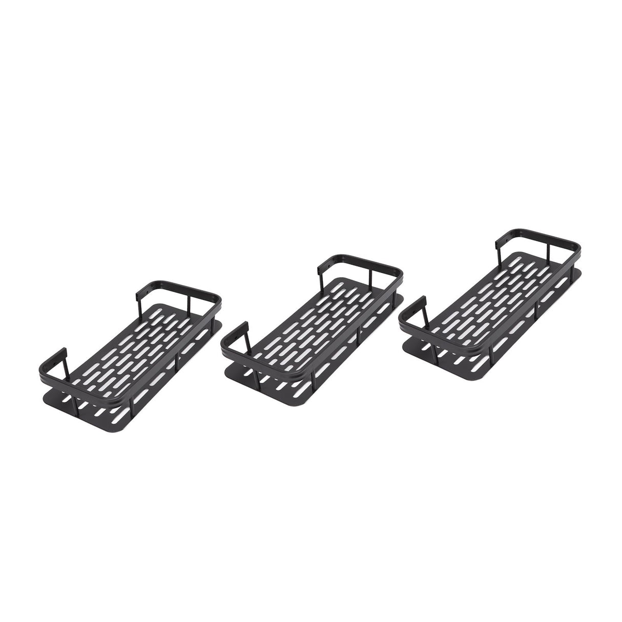 Shower Storage Rack 3 Layers Punch Free Rectangle Aluminum Shower Shelf Basket for Home Bathroom Black