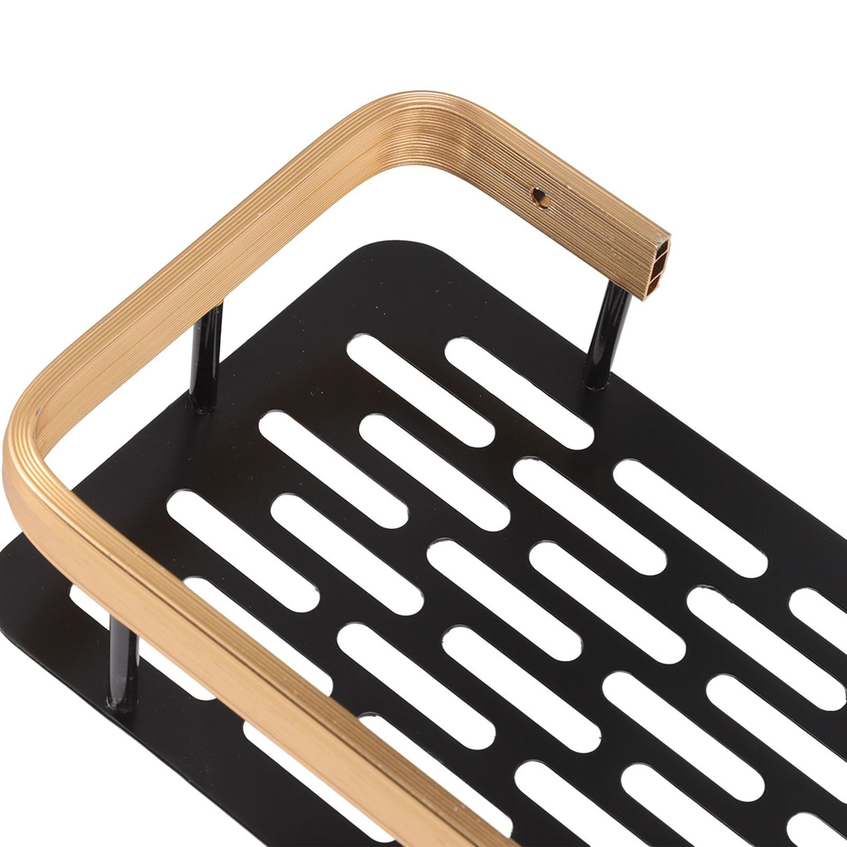 Shower Storage Rack 3 Layers Punch Free Rectangle Aluminum Shower Shelf Basket for Home Bathroom Black Gold