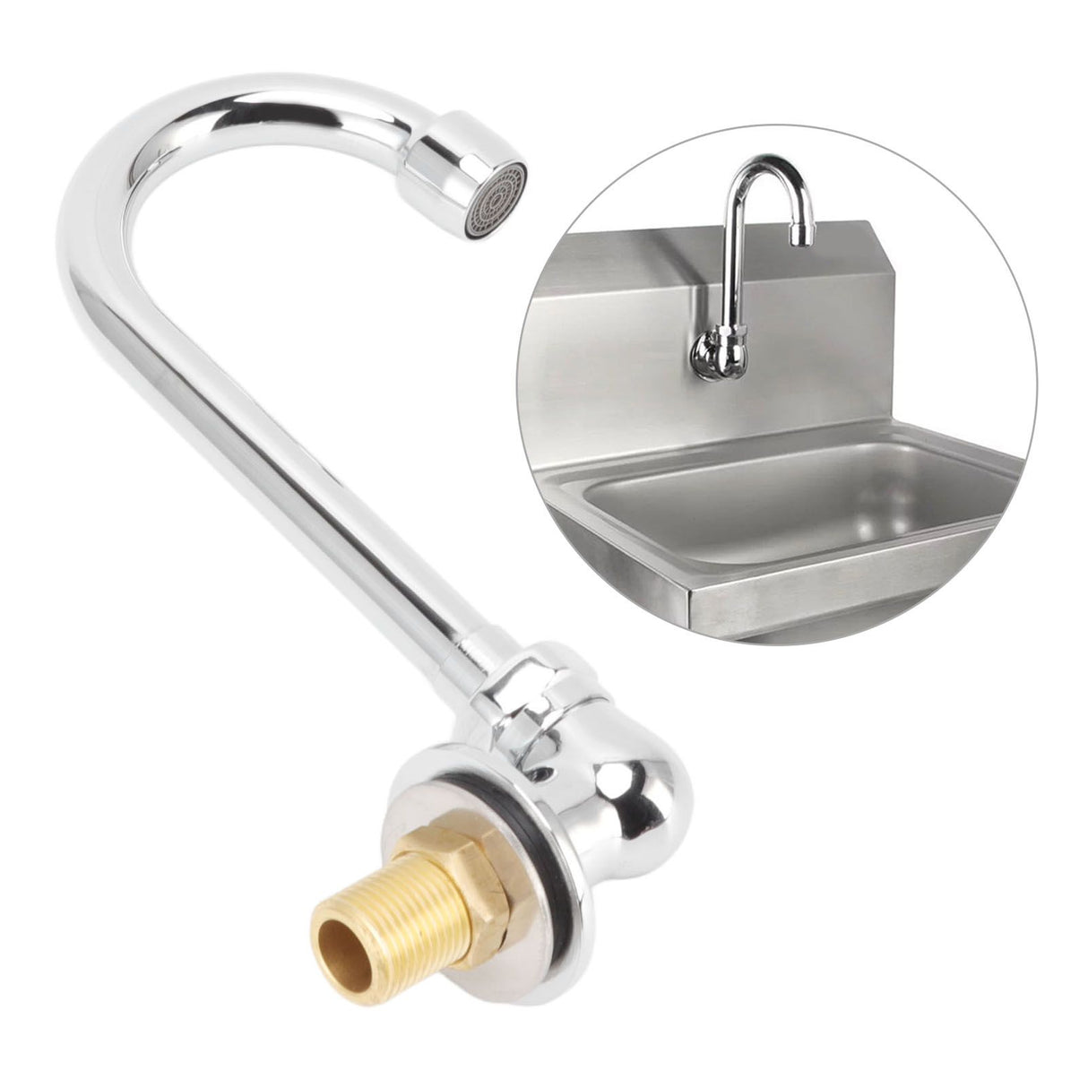 Foot Pedal Faucet Stainless Steel G1/2 Thread Wall Mounted Knee Valve Basin Tap for Hospital Railway Station Factory